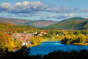 A picture of downtown Brattleboro VT from a distance.