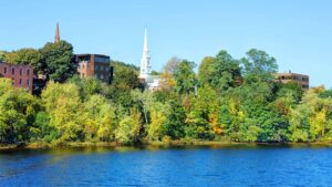 The river running past the town of Brattleboro, VT.